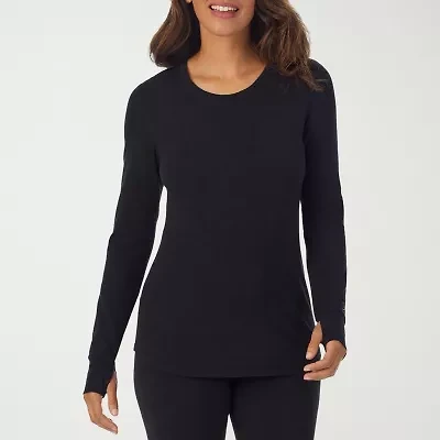 Cuddl Duds Womens Cottonwear Scoop Neck Long Sleeve Thermal Shirt