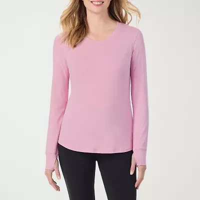 Cuddl Duds Womens Cottonwear Scoop Neck Long Sleeve Thermal Shirt