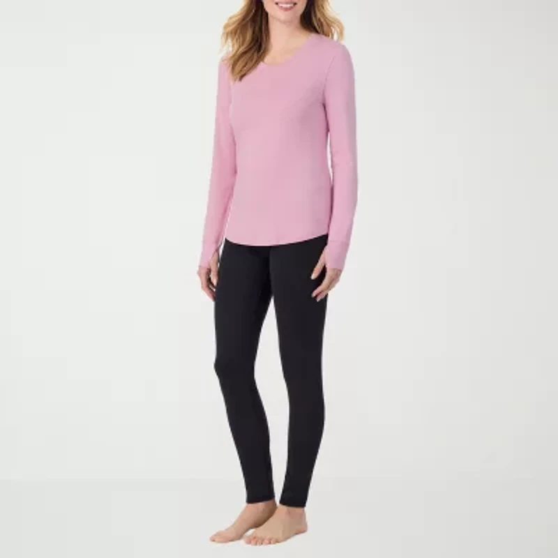 Cuddl Duds Womens Cottonwear Scoop Neck Long Sleeve Thermal Shirt