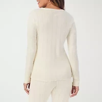 Cuddl Duds Womens Pointelle Crew Neck Long Sleeve Thermal Shirt