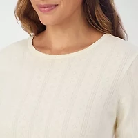 Cuddl Duds Womens Pointelle Crew Neck Long Sleeve Thermal Shirt