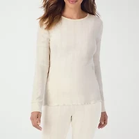 Cuddl Duds Womens Pointelle Crew Neck Long Sleeve Thermal Shirt