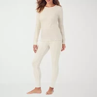 Cuddl Duds Womens Pointelle Crew Neck Long Sleeve Thermal Shirt