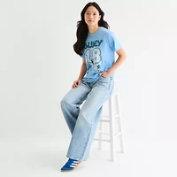 Boyfriend Tee Womens Crew Neck Short Sleeve Loose Fit Bluey Juniors Graphic T-Shirt