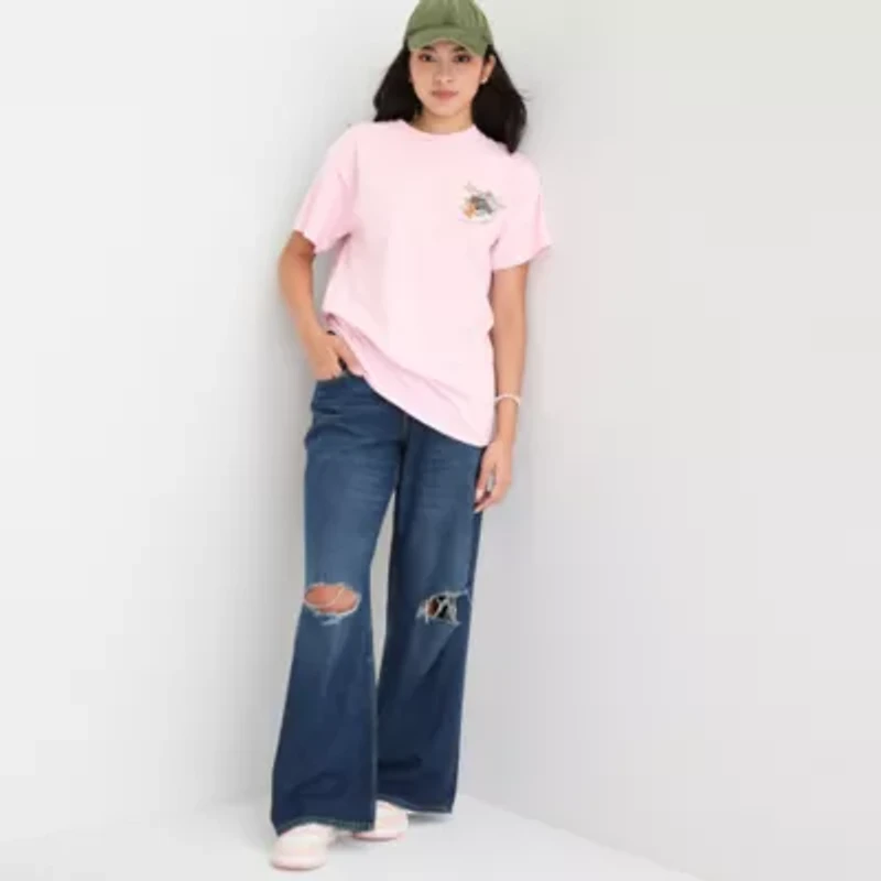 Pickle Ball Oversized Tee Womens Crew Neck Short Sleeve Tom and Jerry Juniors Graphic T-Shirt