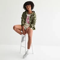 Juniors Hello Kitty And Friends Full Zip Tree Camo Hoodie Womens Long Sleeve Zipper