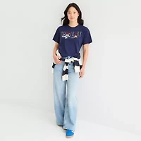 Womens Juniors Crew Neck Short Sleeve Loose Fit Tom and Jerry Graphic T-Shirt