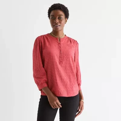 St. John's Bay Womens Long Sleeve Tall Blouse