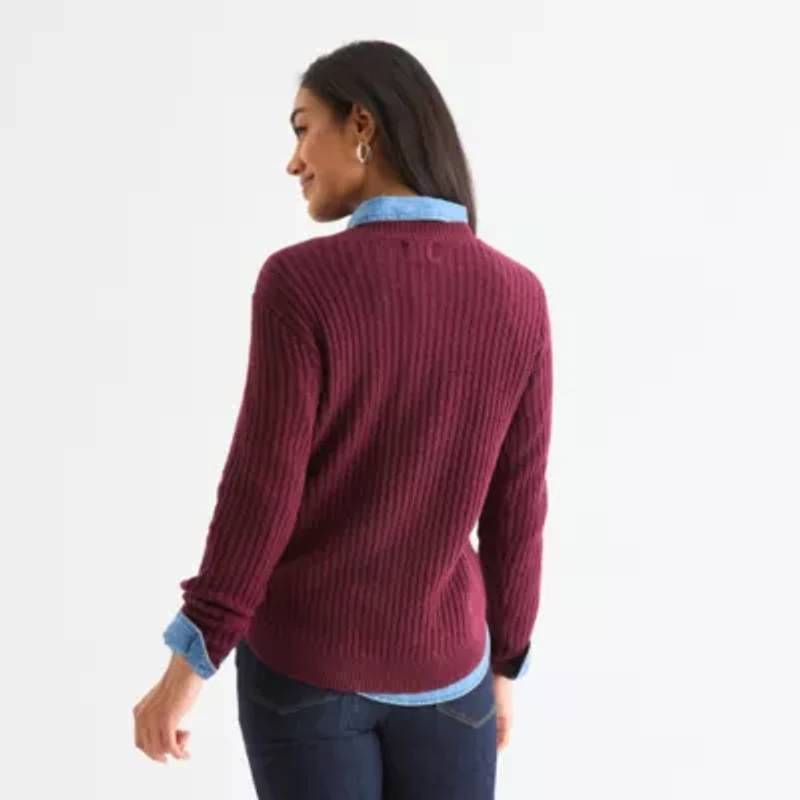 St. John's Bay Tall Womens Crew Neck Long Sleeve Pullover Sweater