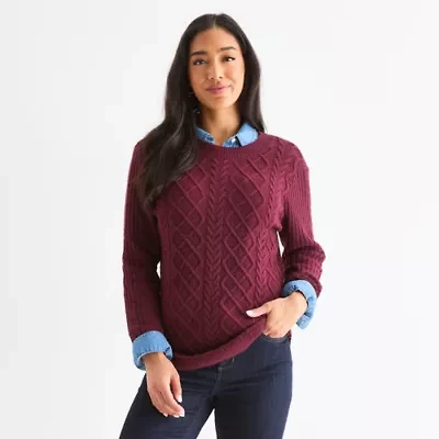 St. John's Bay Tall Womens Crew Neck Long Sleeve Pullover Sweater