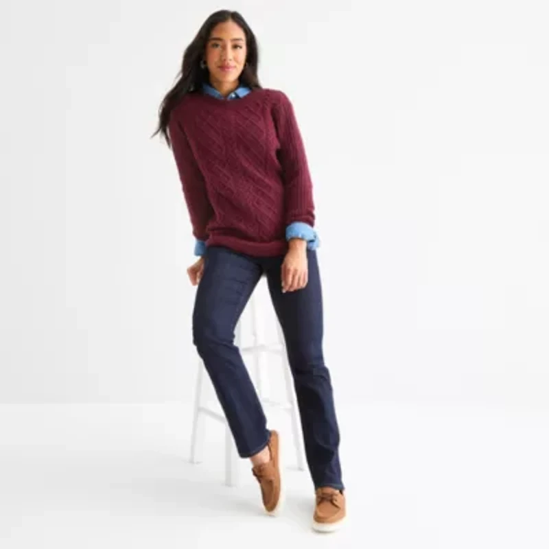 St. John's Bay Tall Womens Crew Neck Long Sleeve Pullover Sweater