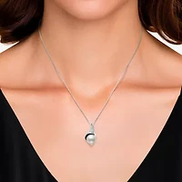 Womens Diamond Accent White Cultured Freshwater Pearl Sterling Silver 18 Inch Pendant Necklace