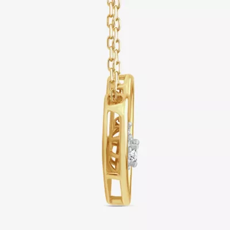 (F Womens 1/4 CT. T.W. Lab Grown White Diamond 10K Gold Heart 18 Inch Pendant Necklace