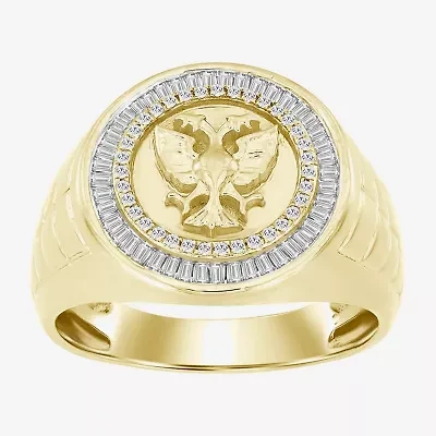 "Double Headed Eagle" Mens 1/2 CT. T.W. Natural White Diamond 10K Gold Fashion Ring