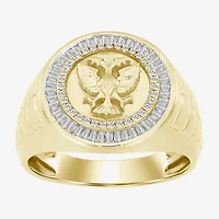 "Double Headed Eagle" Mens 1/2 CT. T.W. Natural White Diamond 10K Gold Fashion Ring