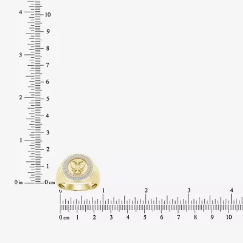 "Double Headed Eagle" Mens 1/2 CT. T.W. Natural White Diamond 10K Gold Fashion Ring