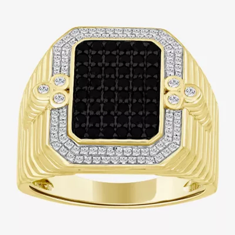 Mens 3/4 CT. T.W. Natural Black Diamond 10K Gold Fashion Ring