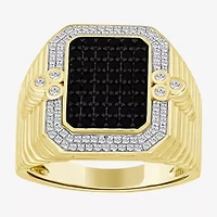 Mens 3/4 CT. T.W. Natural Black Diamond 10K Gold Fashion Ring