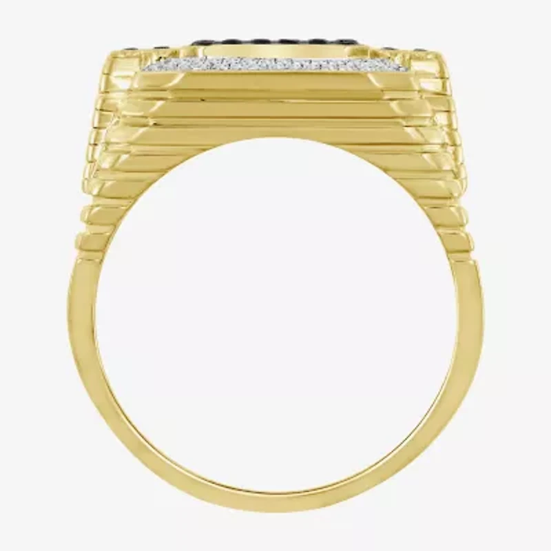Mens 3/4 CT. T.W. Natural Black Diamond 10K Gold Fashion Ring