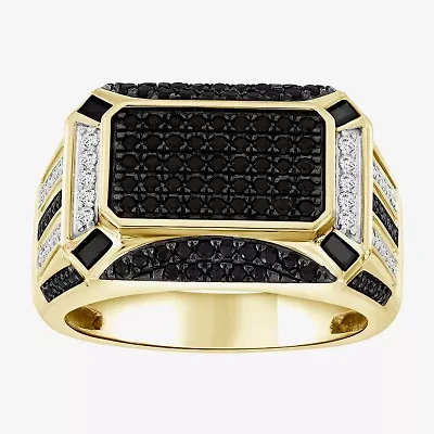 Mens 1 CT. T.W. Natural Black Diamond 10K Gold Fashion Ring