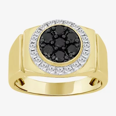 Mens 1 1/5 CT. T.W. Natural Black Diamond 10K Gold Fashion Ring