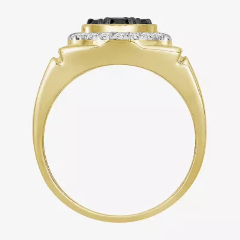 Mens 1 1/5 CT. T.W. Natural Black Diamond 10K Gold Fashion Ring