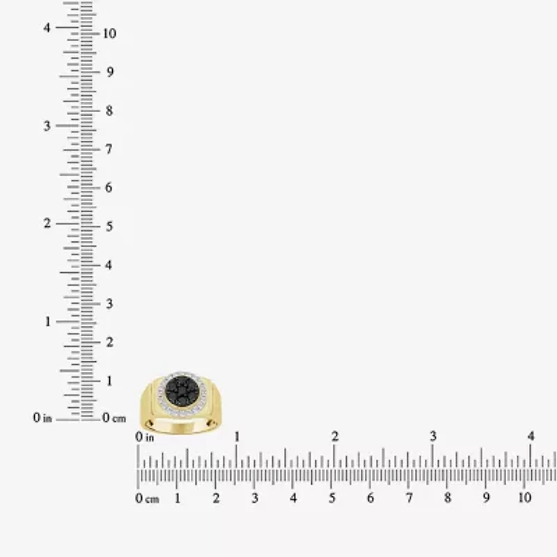 Mens 1 1/5 CT. T.W. Natural Black Diamond 10K Gold Fashion Ring
