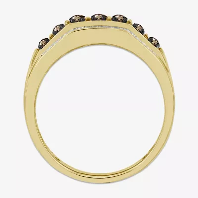 Mens 1 CT. T.W. Natural Champagne Diamond 10K Gold Fashion Ring