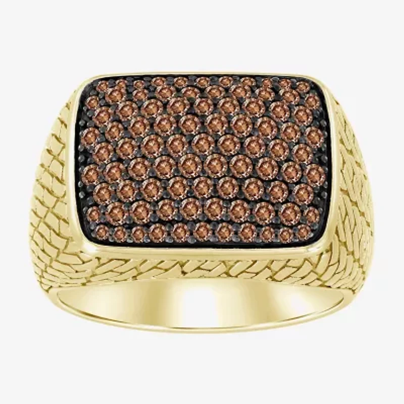 Mens 1 CT. T.W. Natural Champagne Diamond 10K Gold Fashion Ring