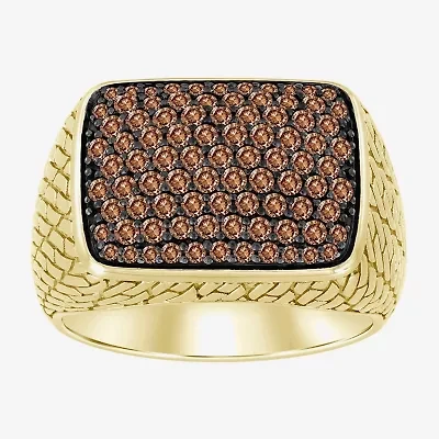 Mens 1 CT. T.W. Natural Champagne Diamond 10K Gold Fashion Ring