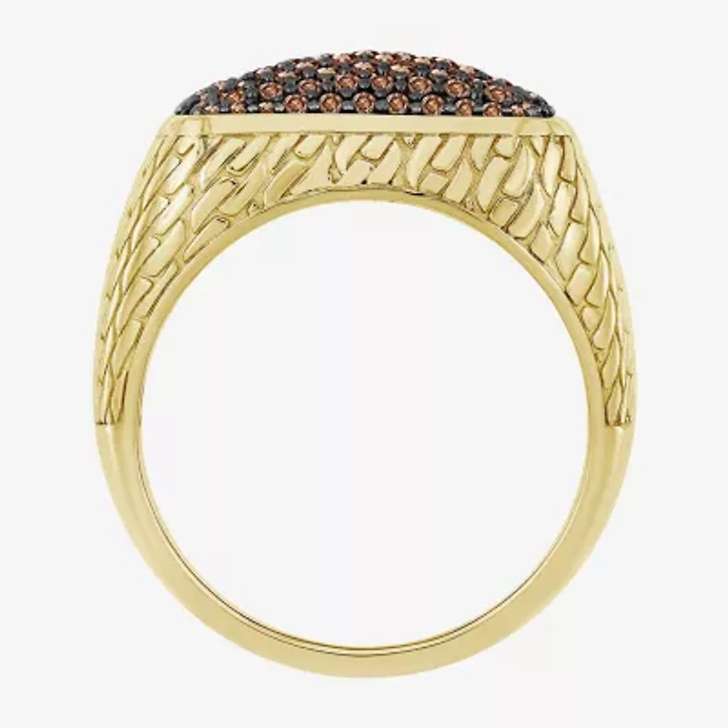 Mens 1 CT. T.W. Natural Champagne Diamond 10K Gold Fashion Ring
