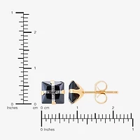 Black Cubic Zirconia 14K Gold 6mm Square Stud Earrings