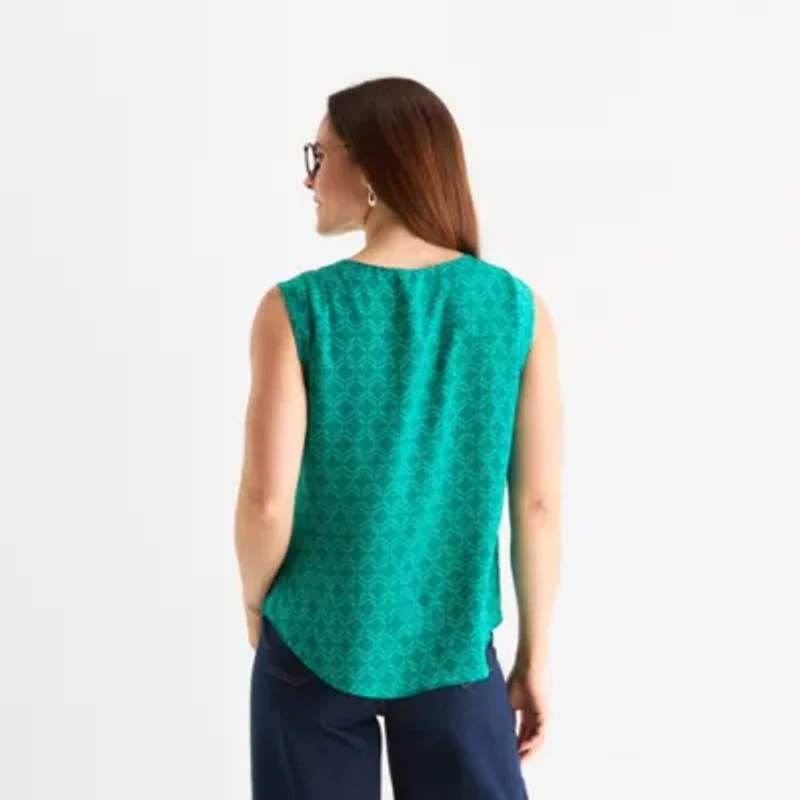 Liz Claiborne Womens Crew Neck Short Sleeve Shell