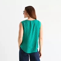 Liz Claiborne Womens Crew Neck Short Sleeve Shell
