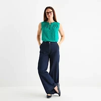 Liz Claiborne Womens Crew Neck Short Sleeve Shell