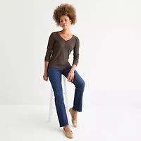 a.n.a Womens Henley Neck Long Sleeve T-Shirt