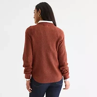 St. John's Bay Womens Crew Neck Long Sleeve Pullover Sweater