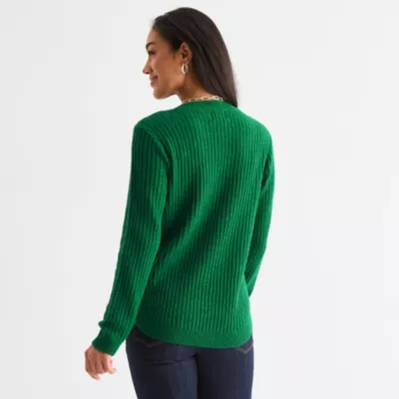 St. John's Bay Womens Mock Neck Long Sleeve Pullover Sweater