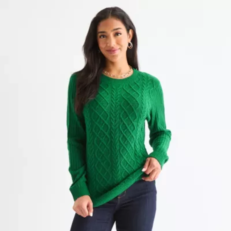 St. John's Bay Womens Mock Neck Long Sleeve Pullover Sweater