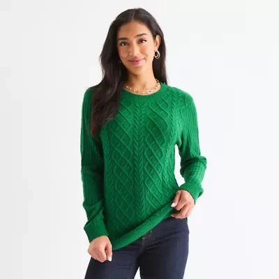 St. John's Bay Womens Mock Neck Long Sleeve Pullover Sweater