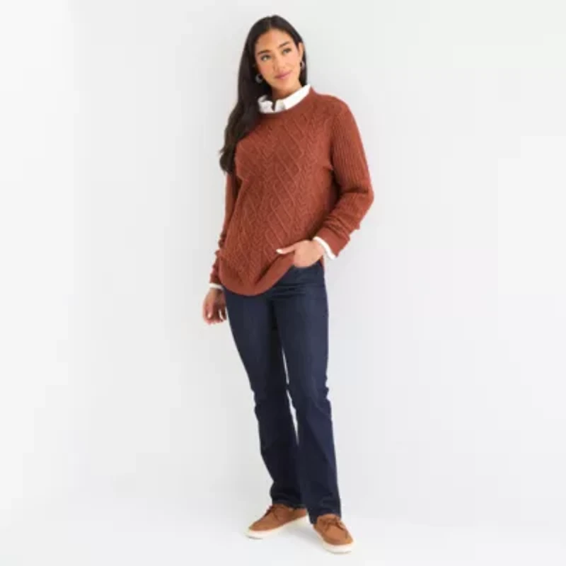 St. John's Bay Womens Crew Neck Long Sleeve Pullover Sweater