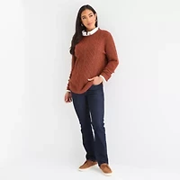 St. John's Bay Womens Crew Neck Long Sleeve Pullover Sweater