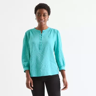 St. John's Bay Womens Crew Neck Long Sleeve Blouse