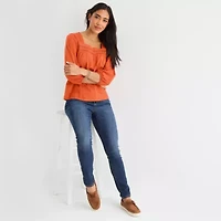St. John's Bay Womens Square Neck 3/4 Sleeve Blouse