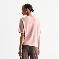 Stylus Womens Crew Neck Short Sleeve Pullover Sweater
