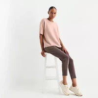 Stylus Womens Crew Neck Short Sleeve Pullover Sweater