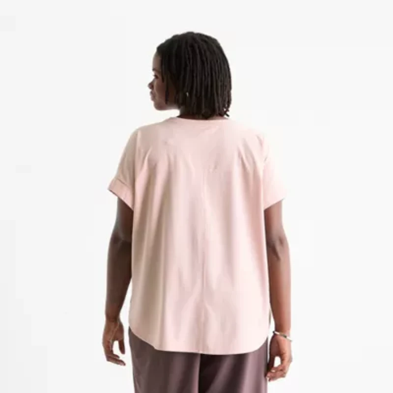Stylus Womens Round Neck Short Sleeve Plus T-Shirt