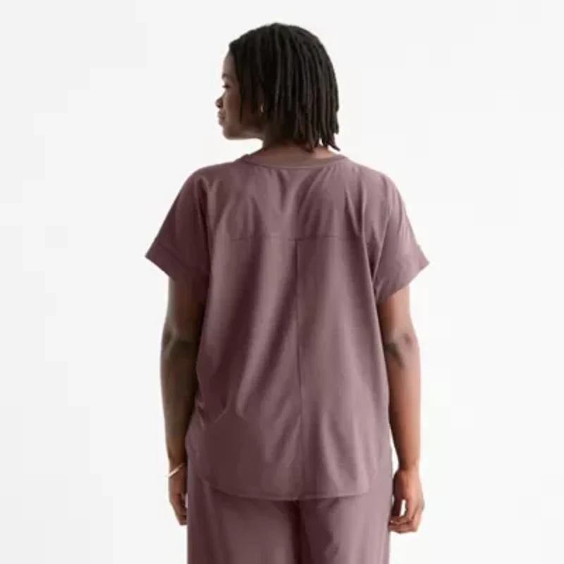 Stylus Womens Plus Crew Neck Dolman Short Sleeve T-Shirt