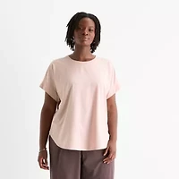 Stylus Womens Round Neck Short Sleeve Plus T-Shirt