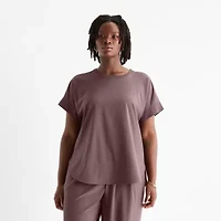 Stylus Womens Plus Crew Neck Dolman Short Sleeve T-Shirt